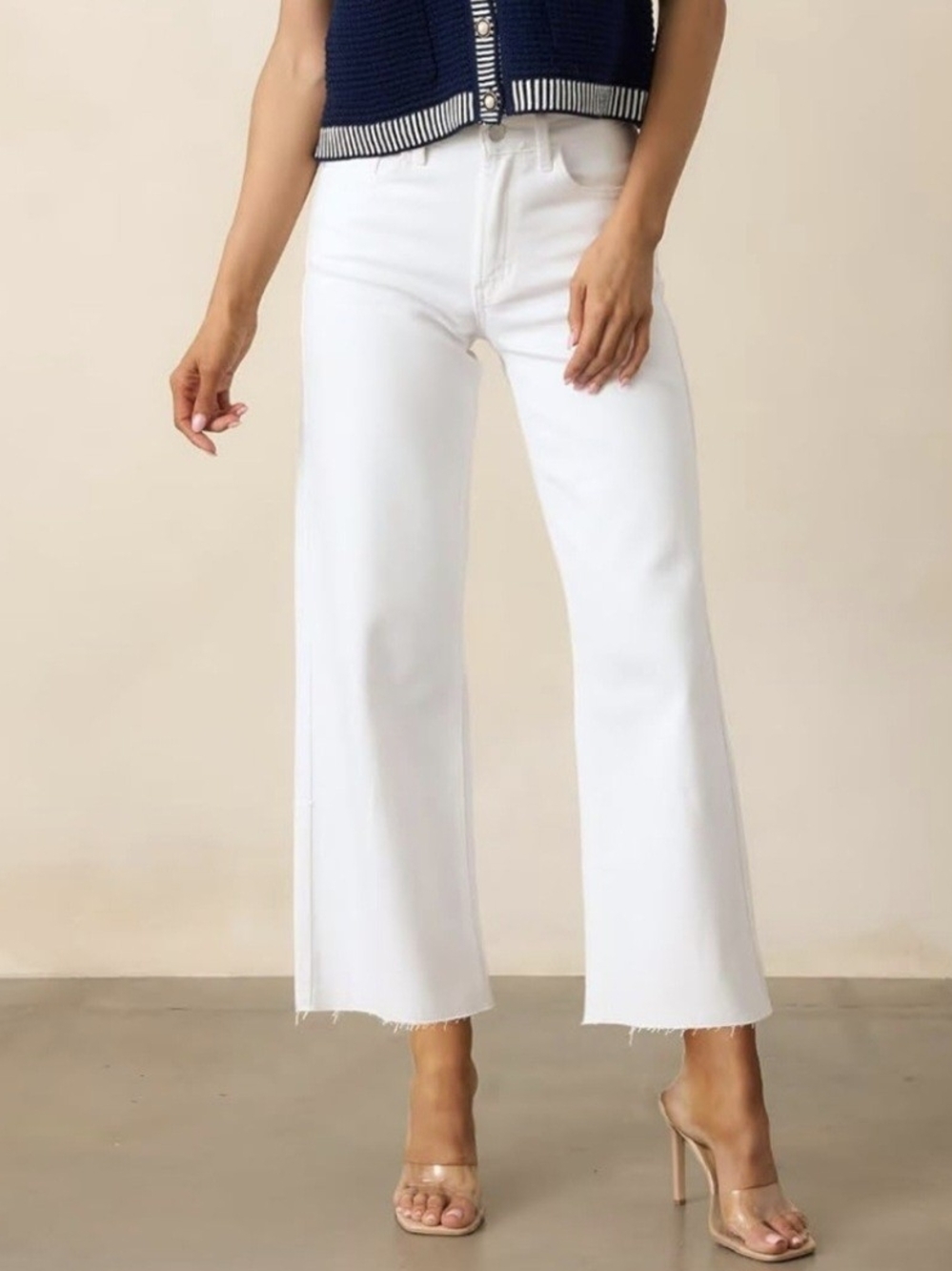High-Rise White Wide-Leg Crop Jeans